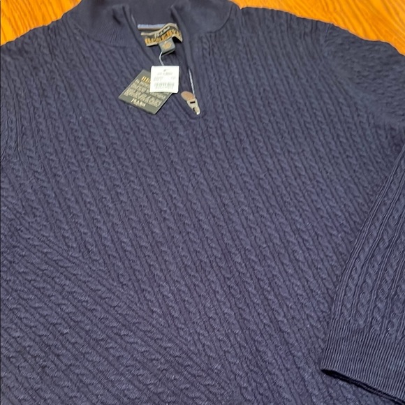 Jos A Bank Reserve 1/4 Zip Lobbg Sleeve Cable Knit Wool Blend Sweater Size L - Picture 3 of 8